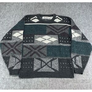 VTG Method Sweater WOOL Blend Mens Grandpa Cosby Style Pullover Size L 46" Chest